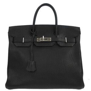 Hermes Hac Birkin Bag Black Fjord With Palladium Hardware Black Leather Handbag